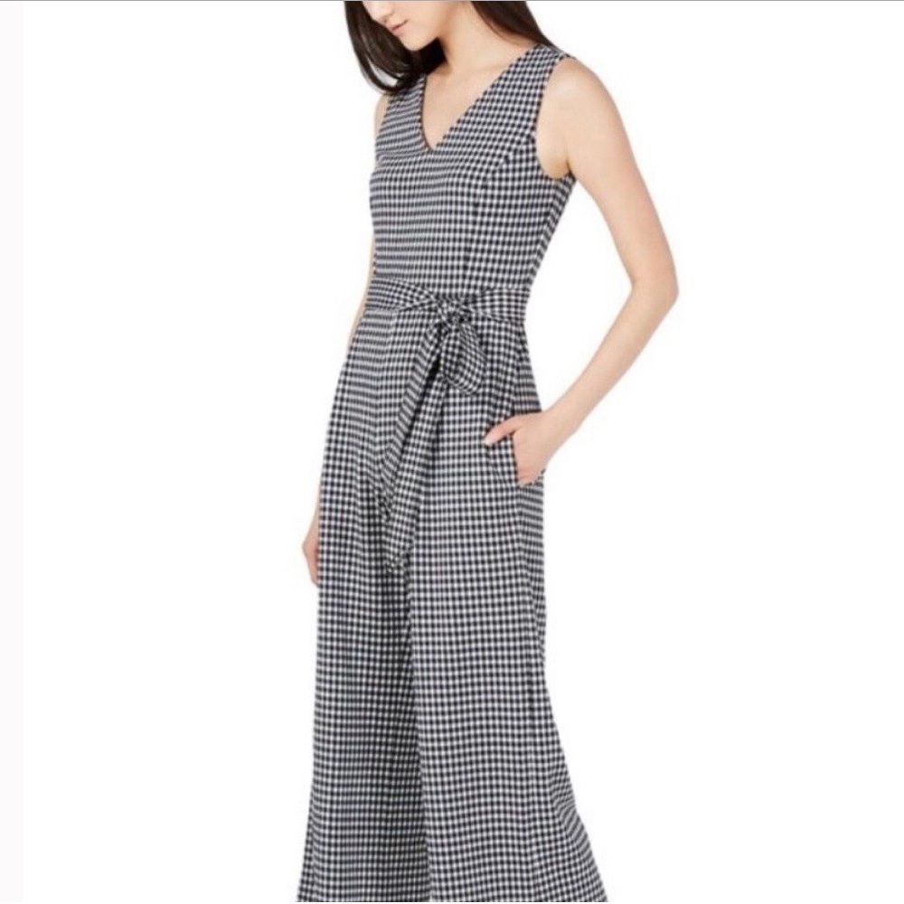 Calvin Klein Jumpsuit Sz 14 black & white tie waist